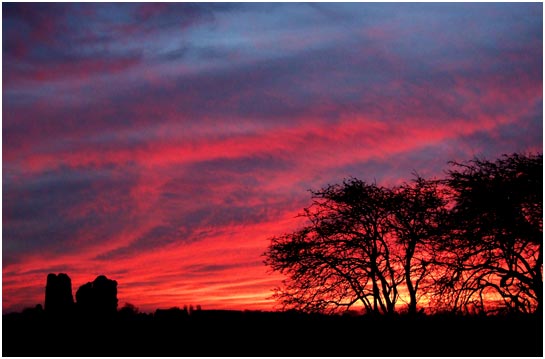Dawn in January at All Saints ruins at Hope